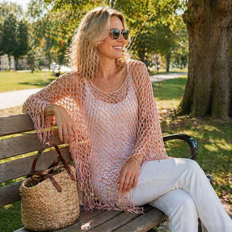 💐Summer Metallic Crochet Cover-Up – Lightweight, Flowy & Effortlessly Stylish summer outfit