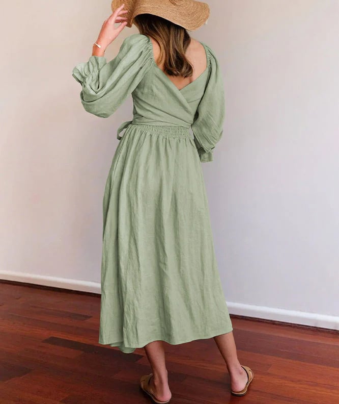 Elegant Ruffle Lantern Sleeve Dress