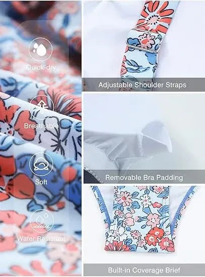 💥Last Day Special Sale 49% OFF🩱Women Vintage Tummy Control Two Piece Tankini Swimsuit