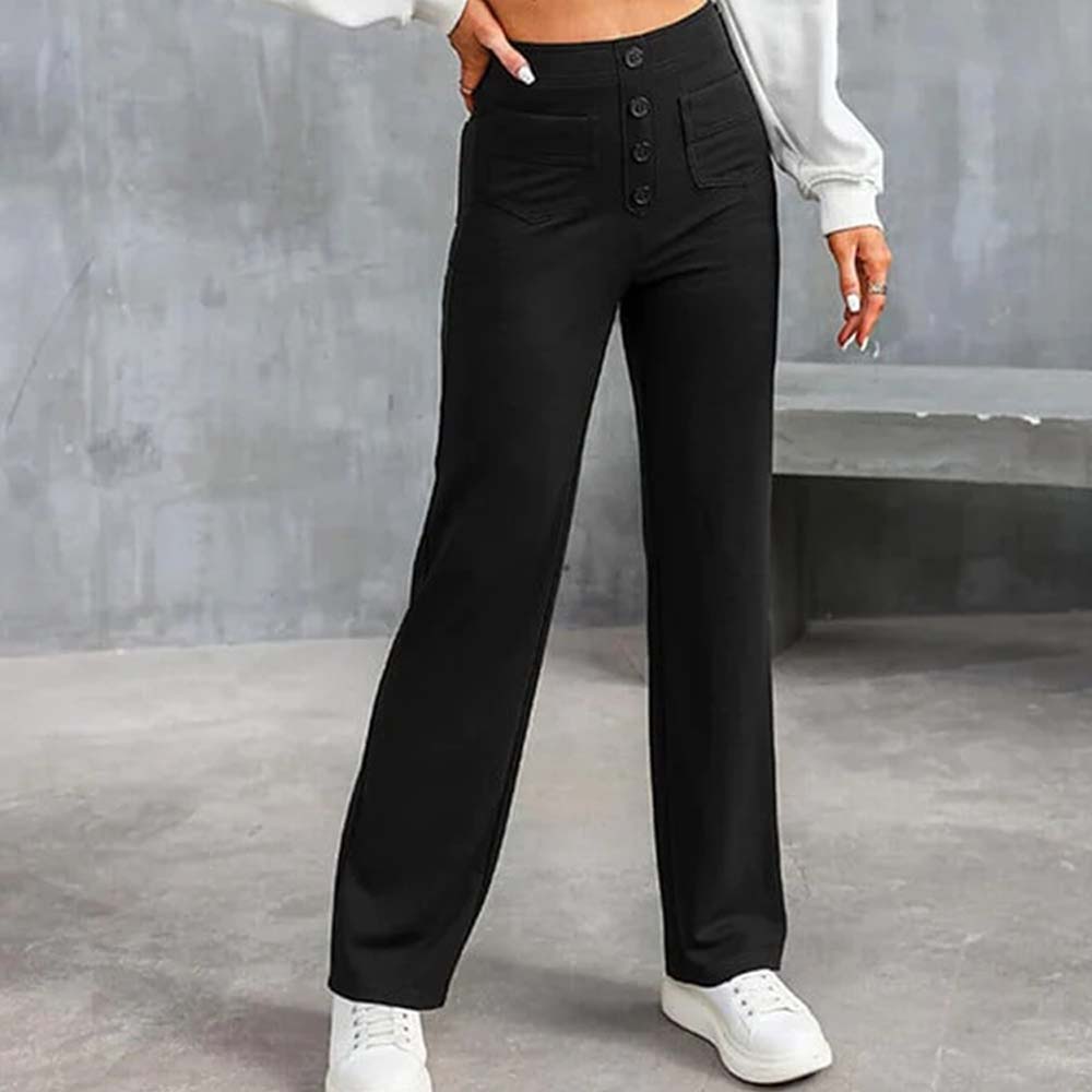 High-waisted Elastic Casual Trousers