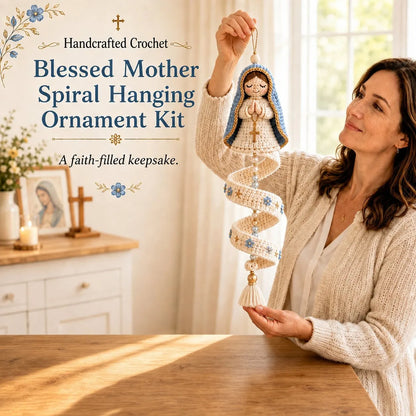 🩵Handcrafted Crochet Blessed Mother Spiral Hanging Ornament✝️