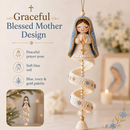 🩵Handcrafted Crochet Blessed Mother Spiral Hanging Ornament✝️
