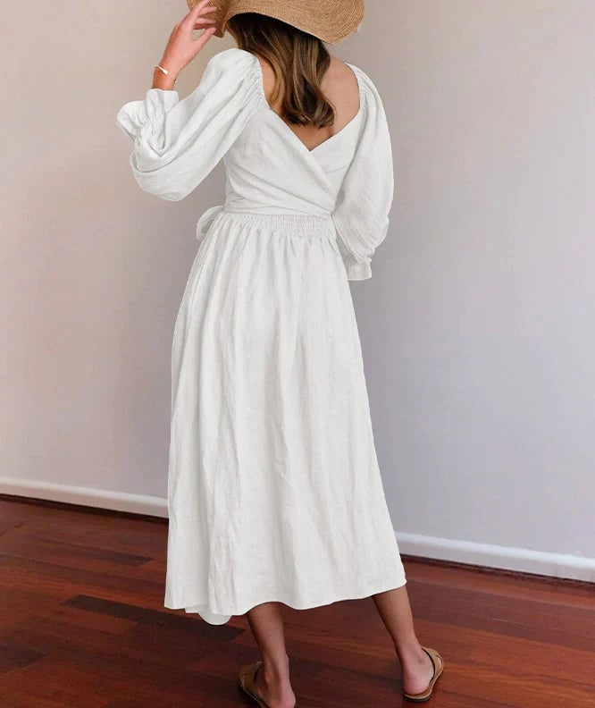 Elegant Ruffle Lantern Sleeve Dress