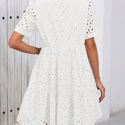 Women's V-Neck A-Line Cutout Printed Dress