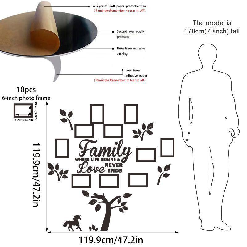 3D Family Tree Photo Frame Wall Sticker